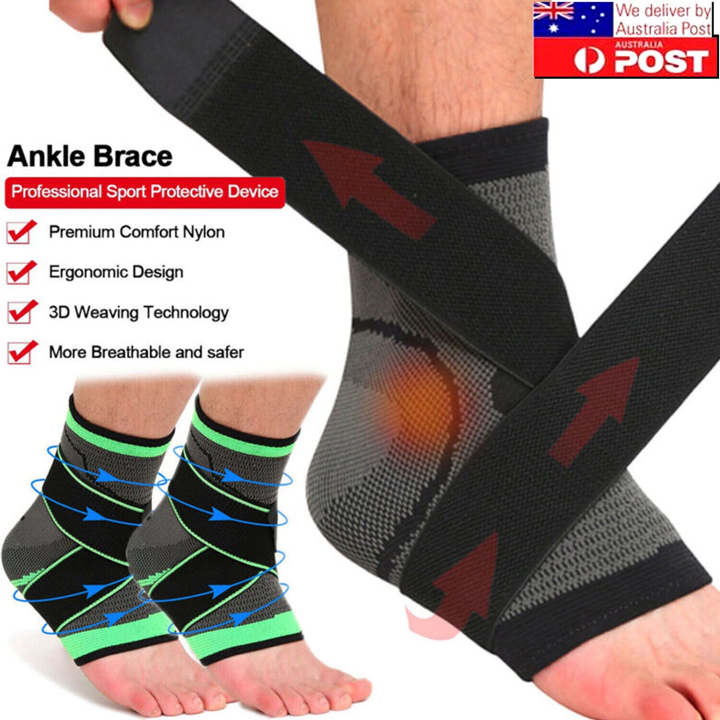 Ankle Brace Support Compression Sleeve Plantar Stabilizer Pain Relief Foot Wrap