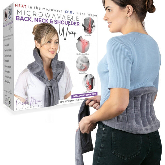 Purple Moon XL Microwave Heat Pack Wrap - Wheat Bag for Lower Back, Cramps Grey