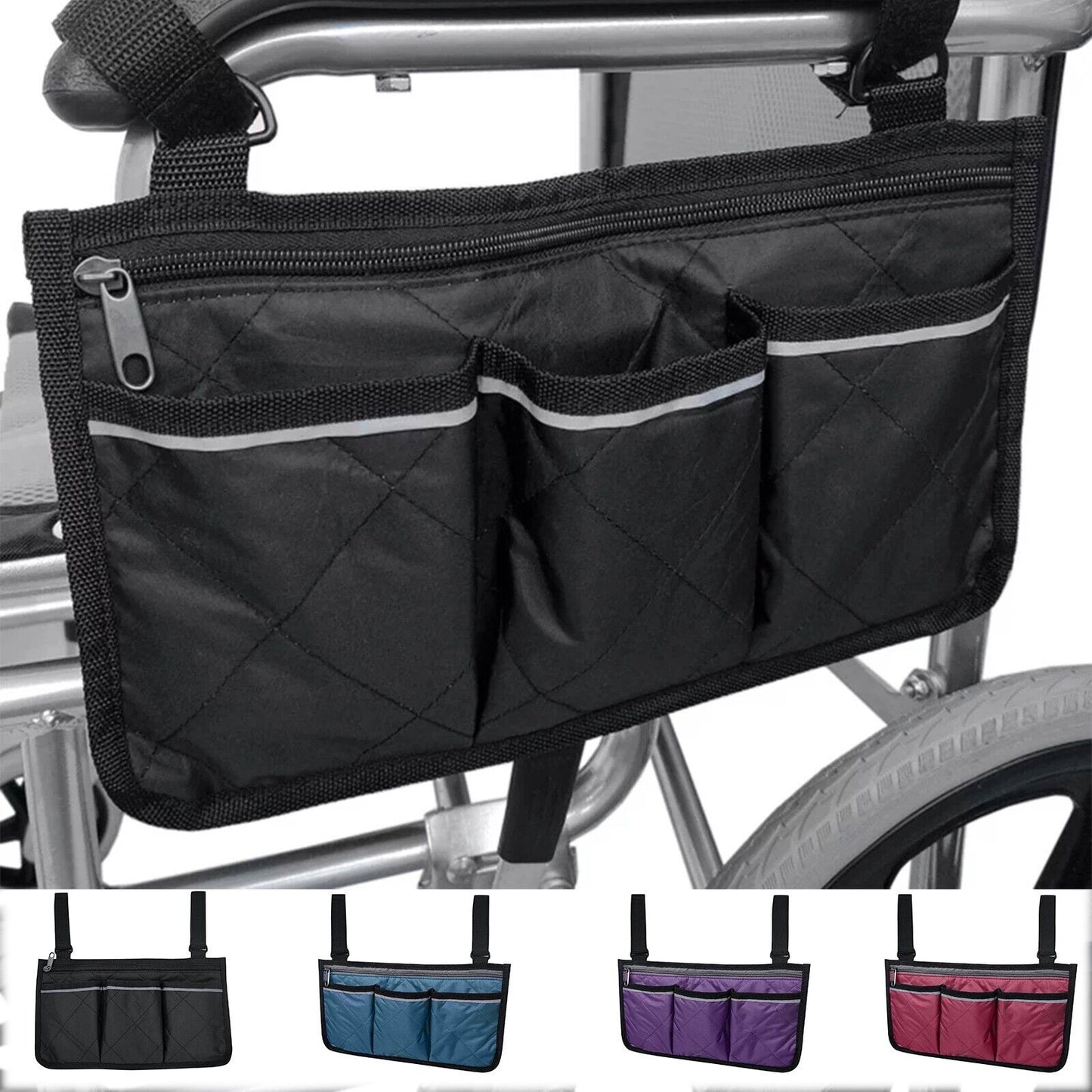 Waterproof Wheelchair Side Bag Organizer for Wallet and Accessories