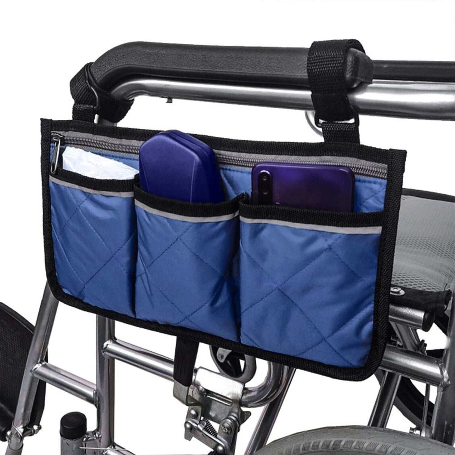 Waterproof Wheelchair Side Bag Organizer for Wallet and Accessories