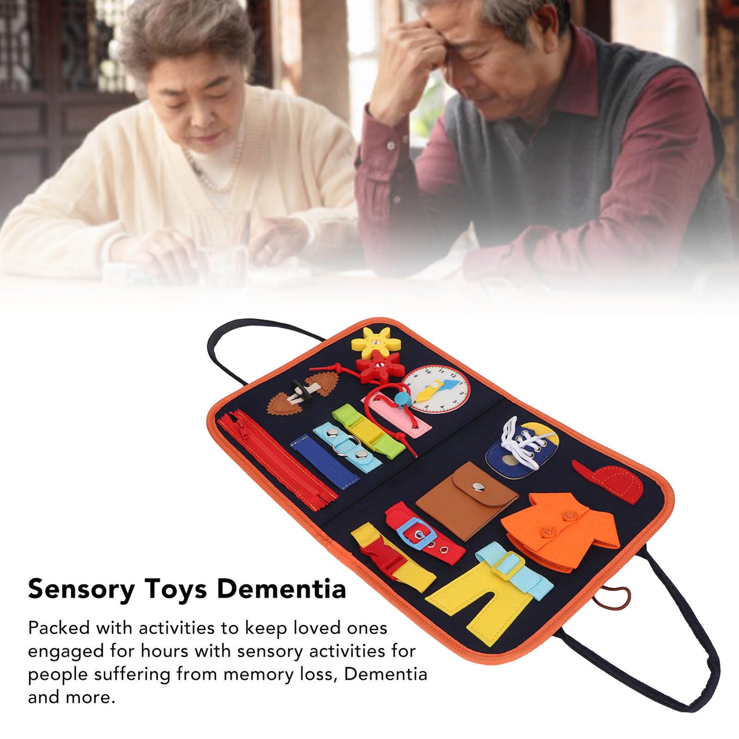 Sensory Blanket for Alzheimer's and Dementia with Fidget Activities for Autism and Mental Stimulation