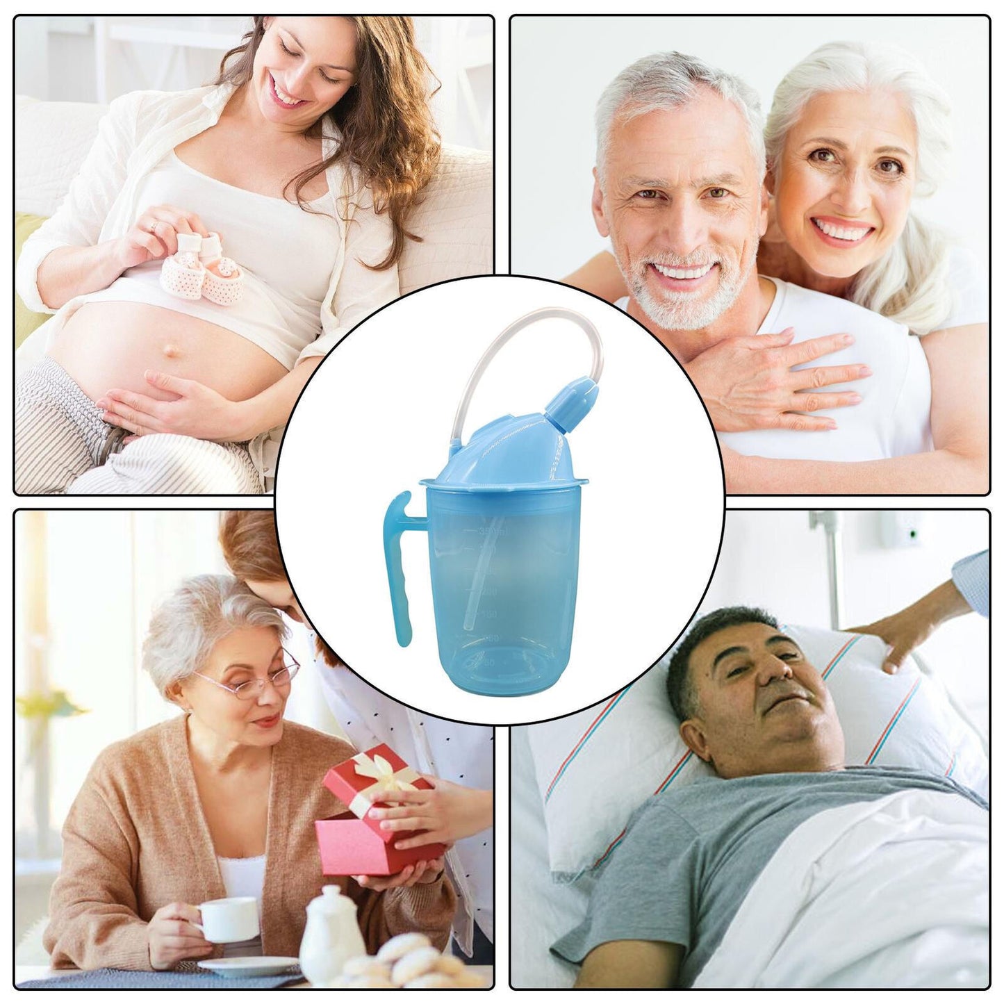 Spillproof Adult Sippy Cup for Liquids for Disabled Elderly with Weak Grip 350ml