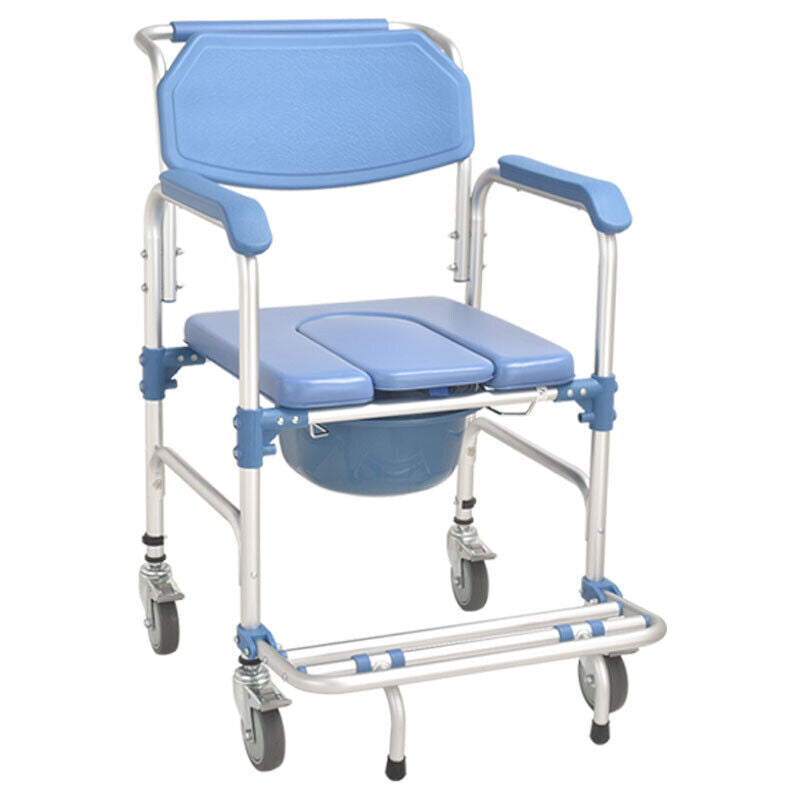 Aluminium Mobile Shower Toilet Commode Chair