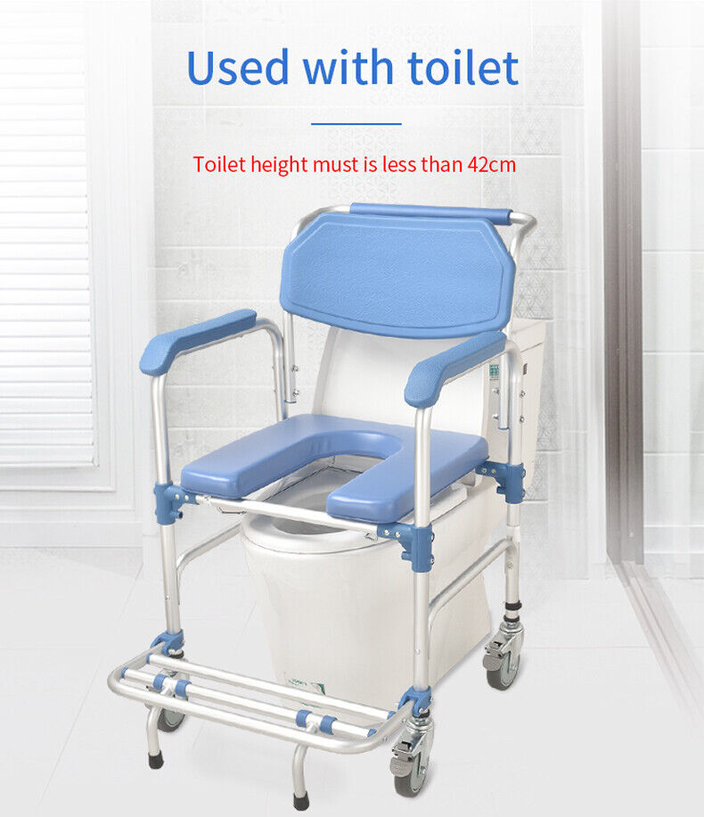 Aluminium Mobile Shower Toilet Commode Chair