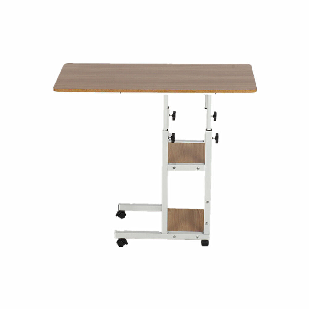 Bedside Desk Mobile Laptop Stand Overbed Table with Wheels Height Adjustable