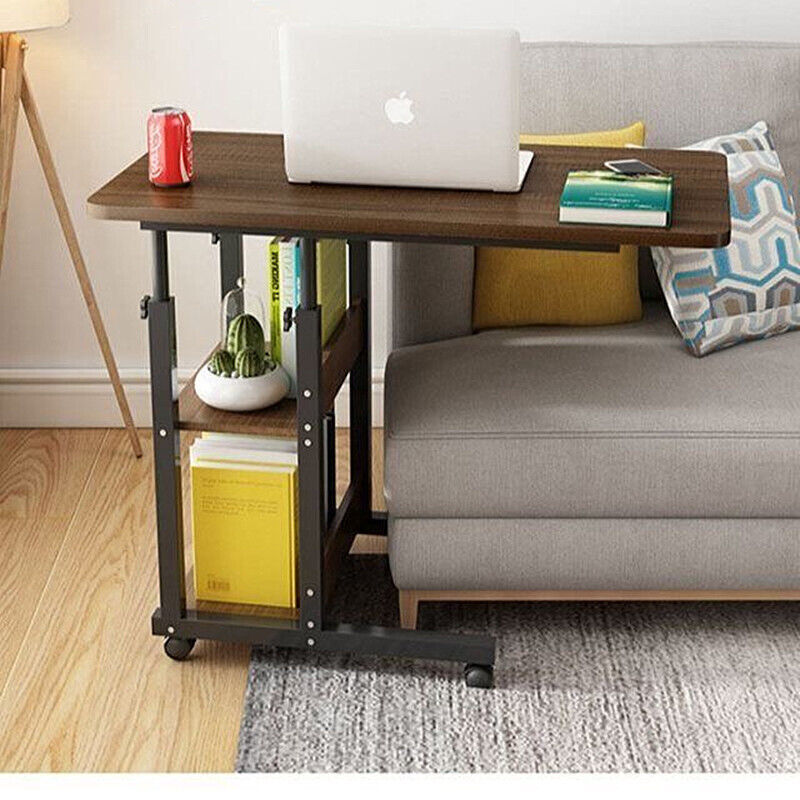 Bedside Desk Mobile Laptop Stand Overbed Table with Wheels Height Adjustable