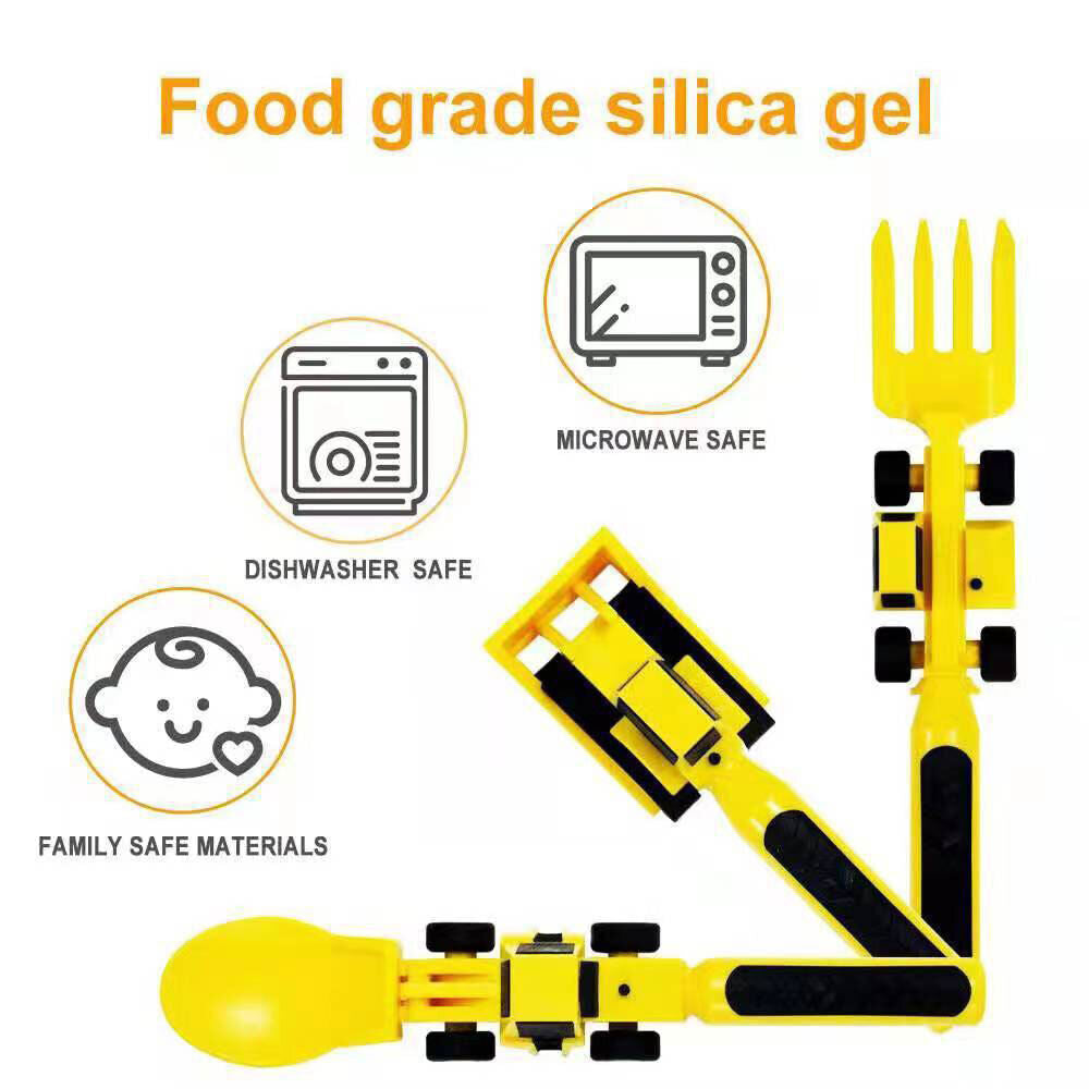 Constructive Eating - Construction Themed Set - Plate, Heavy Equipment Utensils