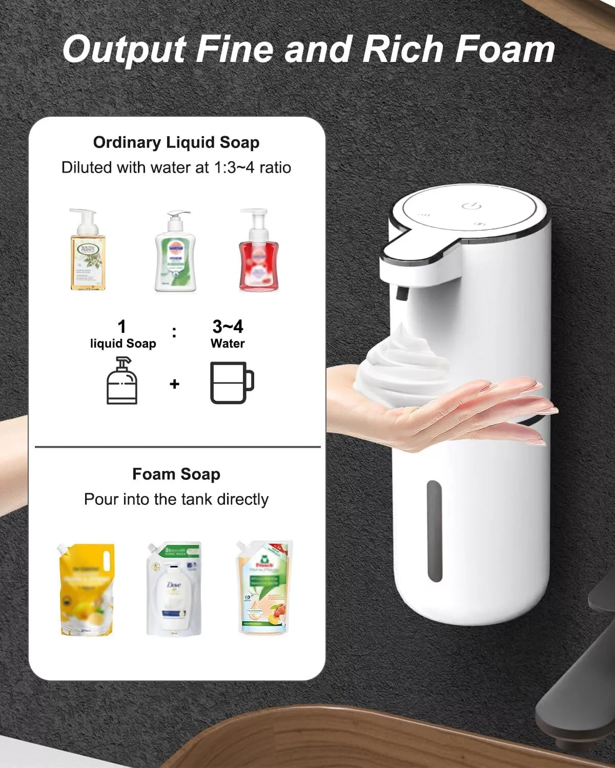 Automatic Foaming Soap Dispenser Touchless Foam Soap Dispenser 380ml