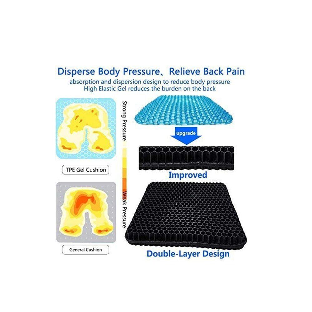 Gel Chair Seat Cushion For Lower Back Pain Pressure Relief Wheelchair Car