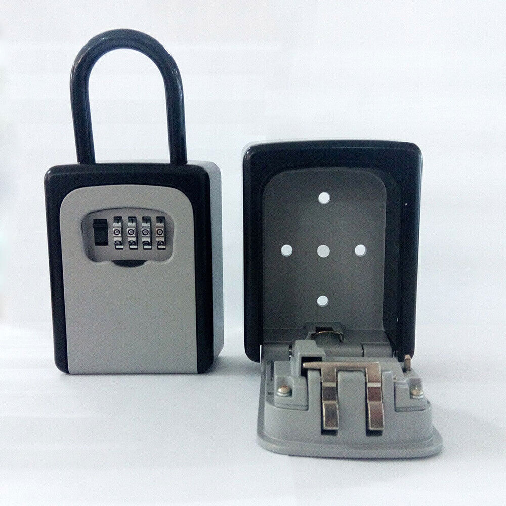 4-Digit Combination Lock Key Box Safe Storage Box Padlock Security Outdoor Home