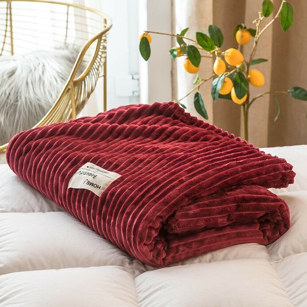 Cuddly Soft Flannel Plush Throw Rug Sofa Bedding Blanket Calm Anxiety Relief