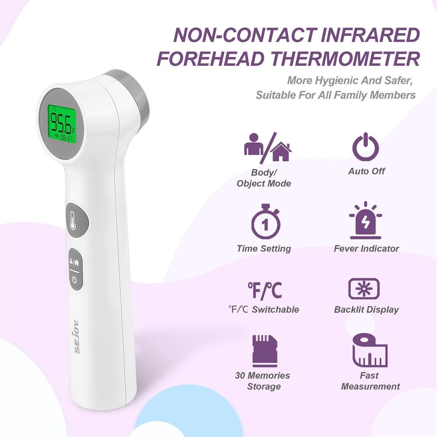 Digital LCD Infared Thermometer Gun Non Contact Forehead Ear Body Temperature