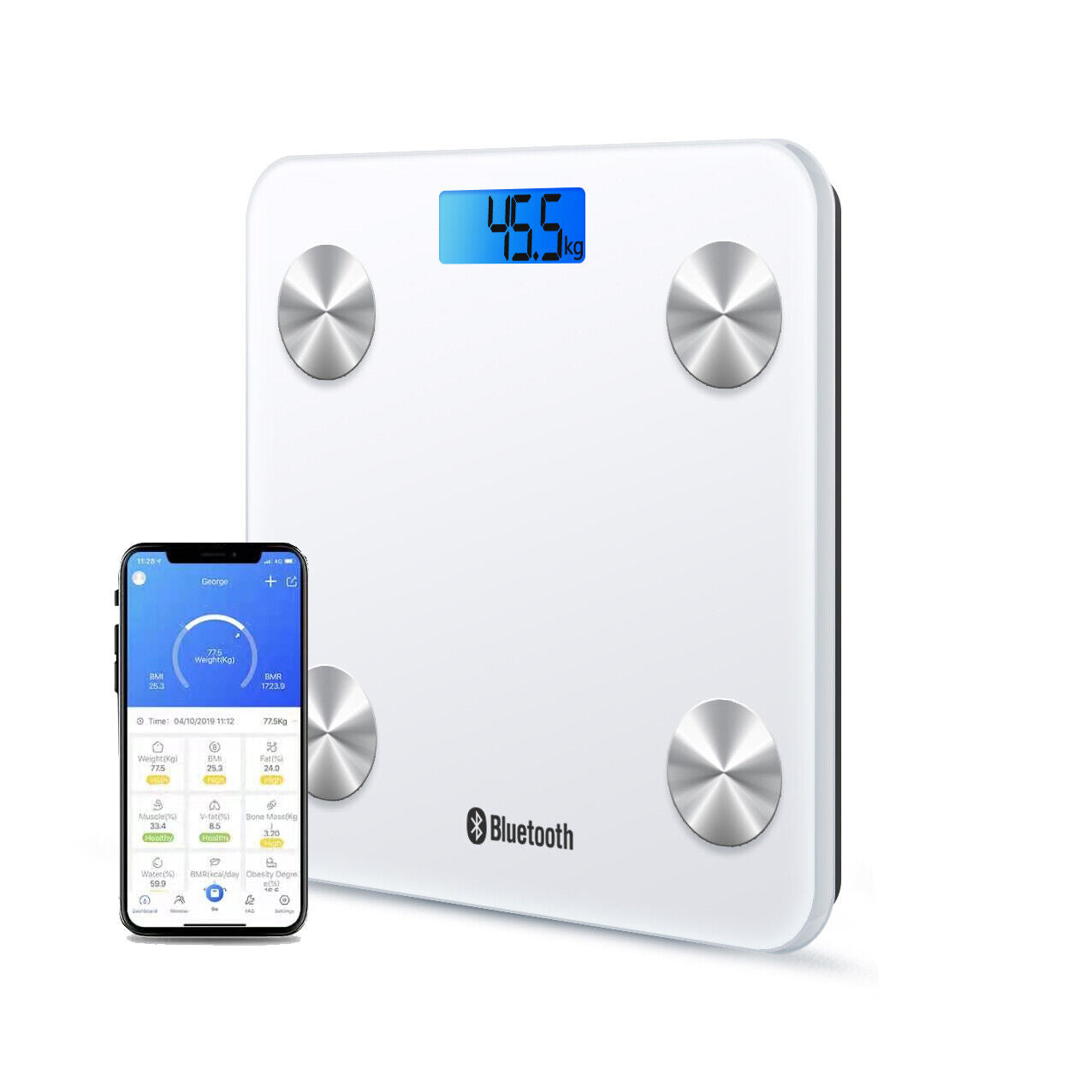 Smart Digital Bathroom Body Fat Scale 180KG Bluetooth Scales Weight BMI Water