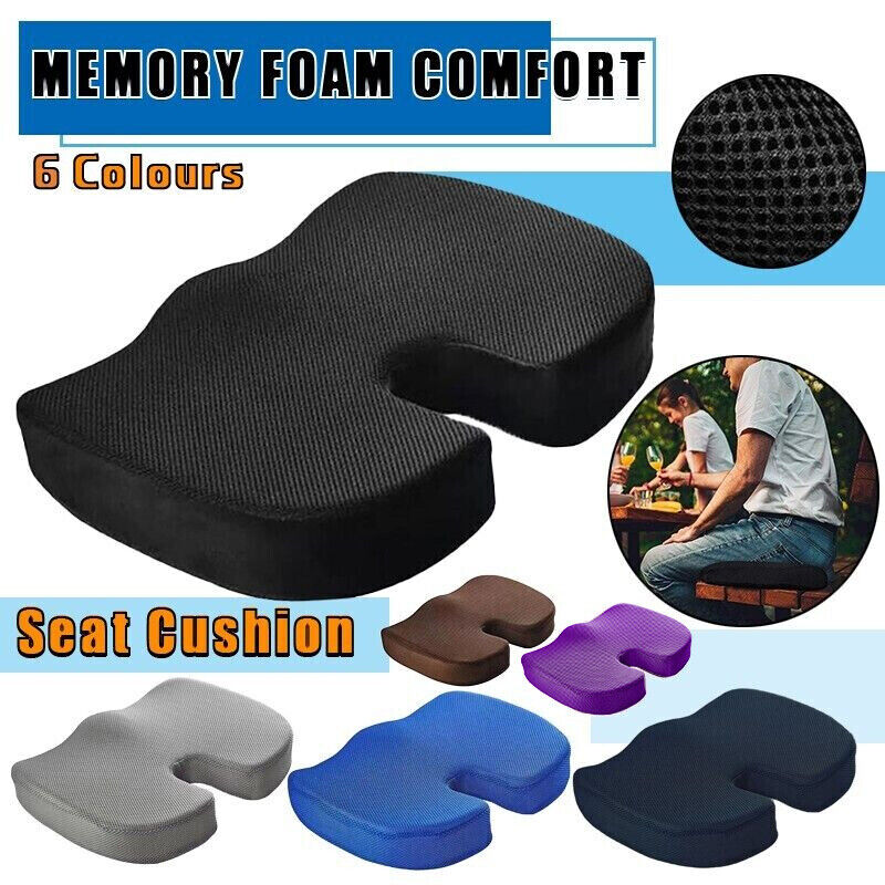 Orthopaedic Memory Foam Seat Cushion Support Back Pain Chair Pillow Car Coccyx