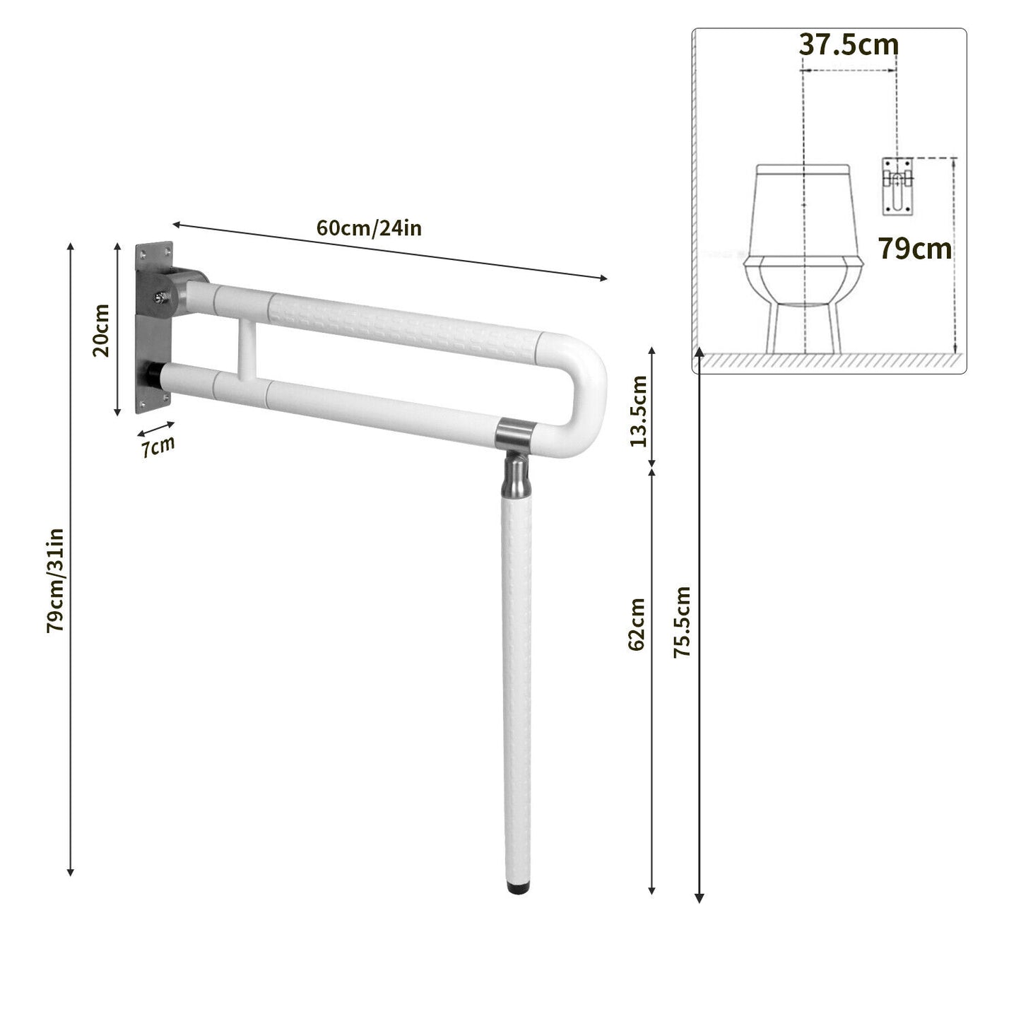 Bathroom/ Toilet Safety Support Bar Handrail