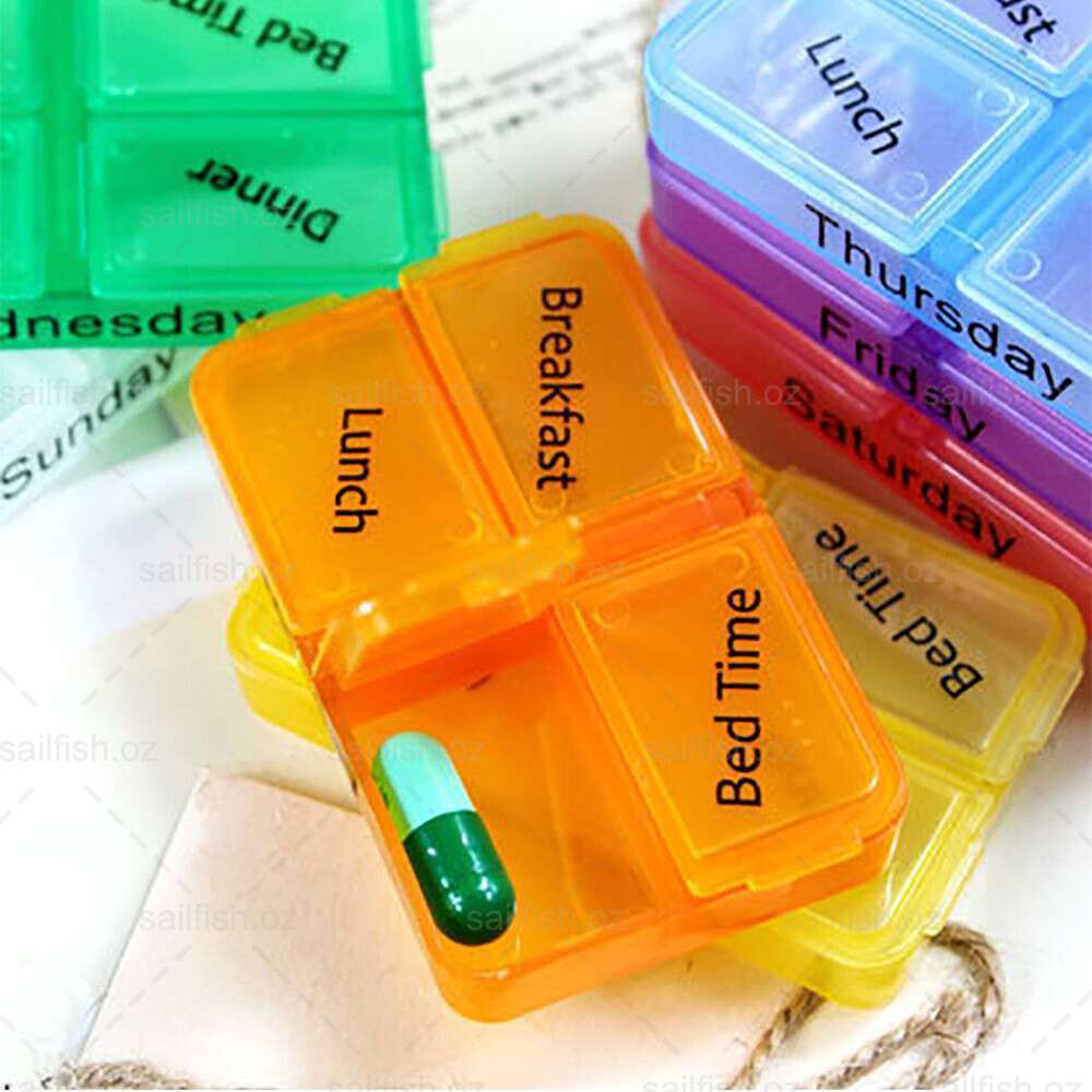 28 Slot AM PM Pill Box Medicine Organiser Case 7 Day Dispenser Weekly Medication