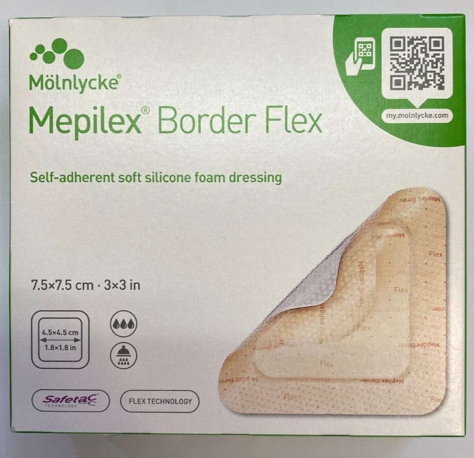 Mepilex Border Flex 7.5 X 7.5cm 10 Pack Soft Silicone Foam adherent dressing