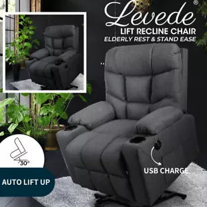 Levede Recliner Chair Electric Lift Chairs Armchair Lounge Fabric Sofa USB