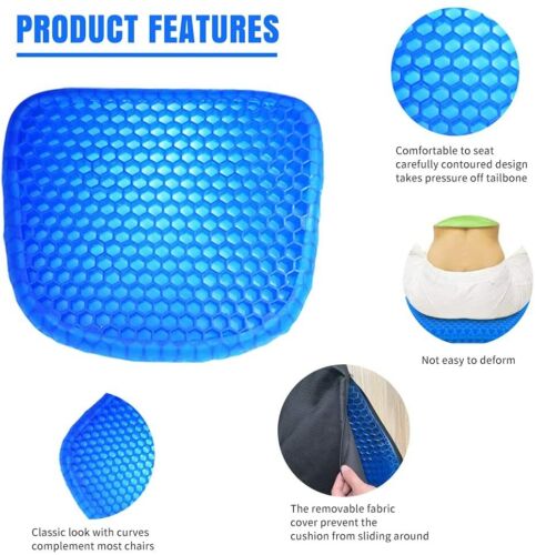 Honeycomb Breathable Gel Seat Cushion Mat for Pressure Relief Back Tailbone Pain